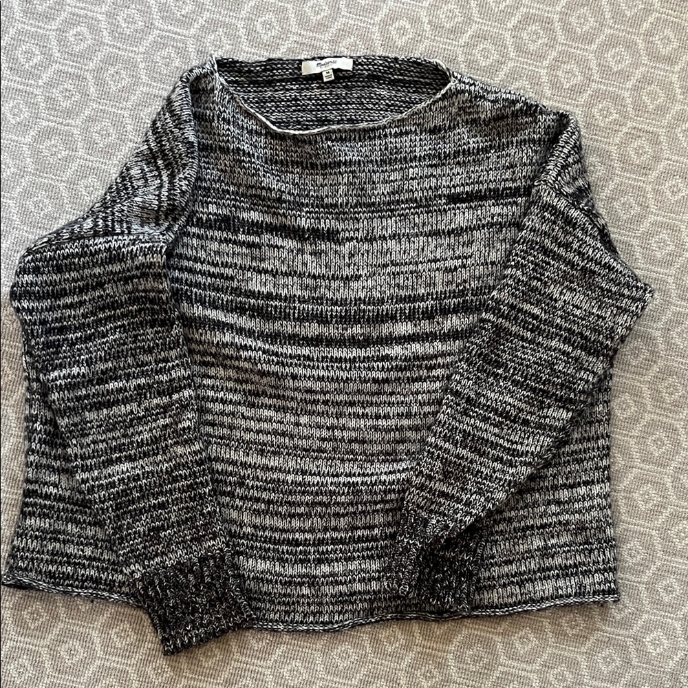 Madewell Black and Gray Crew Neck Sweater